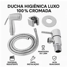 Ducha Higiênica Para Banheiro KIT COM REGISTRO ÚNICO Chuverinho Íntimo Resistente Cromada Aço Inox e Abs