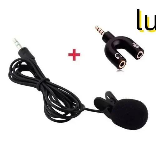 Microfone De Lapela + Adaptador Fone E Microfone Headset