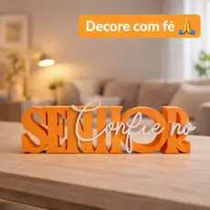 Letreiro Confie no Senhor Decoração Cristã Enfeite Decorativo Presente para Casa Religioso