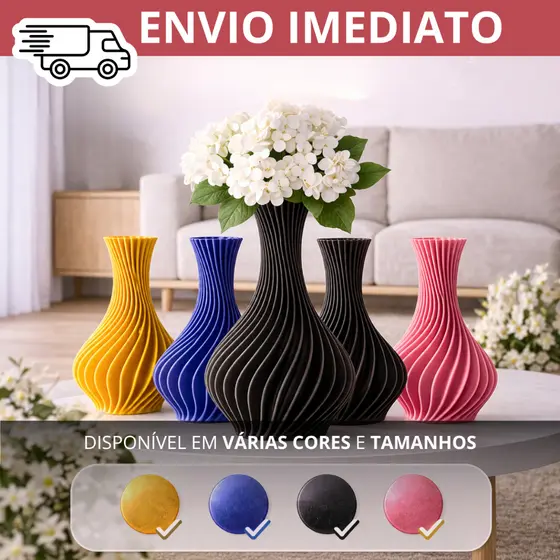 Kit Vaso Decorativo moderno Decoração Sala Quarto Ambiente Resistentes em Espiral Luxuoso
