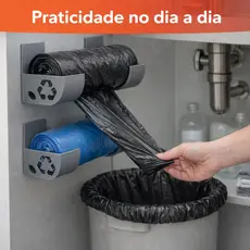 Suporte Porta Saco de Lixo rolo Dispenser Cozinha Armário Sem Furo Organizador 15L 20L 50L 100L