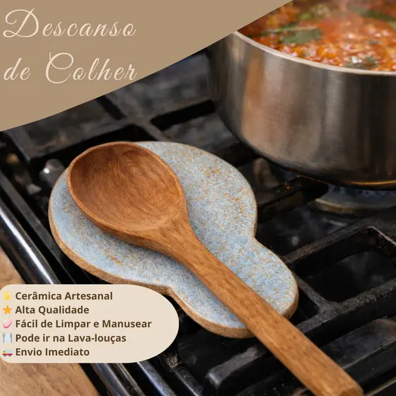 Descanso de Colher Gourmet / Cerâmica/Porta Colher/Cozinha/Cozinhar/Assessórios/Panela/Suporte/Fogão