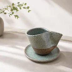 XÍCARA ORGÂNICA  ANDORINHA VERDE 110ML CERÂMICA PREMIUM CAFÉ CHÁ LOUÇA EXPRESSO DECORAÇÃO LOUÇA CASA