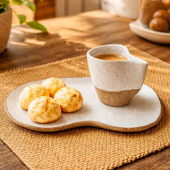 Kit Bandeja Branca + Xícara Café Andorinha 110ml Cerâmica Artesanal Presente Decoração /Louça / Casa