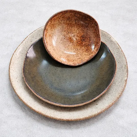 Kit 3 peças Bowls Orgânicos em Cerâmica Artesanal Cores Lindas e Elegantes /Tigela / Mesa Posta/luxo