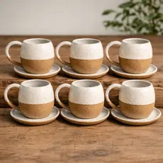 Jogo de Xícaras com Pires 120ml (4 ou 6 un) Bojudinha Linda Café / Chá /Louça Decoração Cozinha Casa