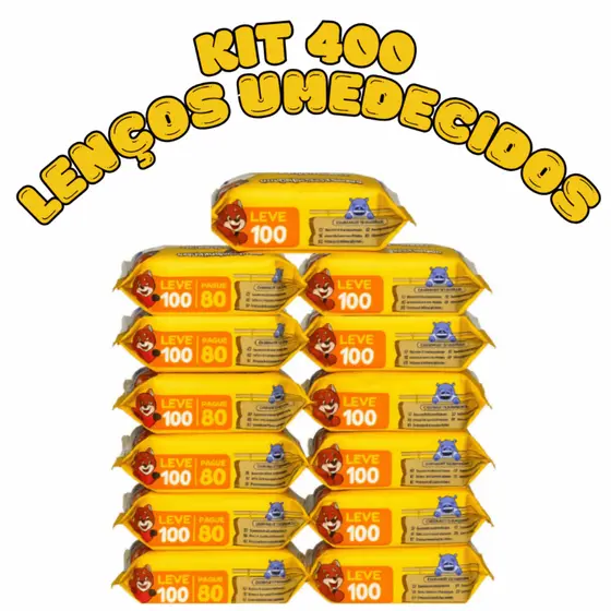 Kit 400 Toalhas Umedecidas Chameguinho Baby Lenço Umedecido para Bebê Higiene Infantil