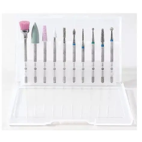 Kit 10 Brocas Diamatadas para Unhas Acrigel Gel Fibra Porcelana Lixadeira Motor Elétrico De Unha