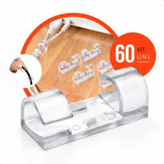 Kit 20/40/60/80 Clips Fixadores de Fios e Cabos Organizador Autoadesivo Parede Transparente Plástico