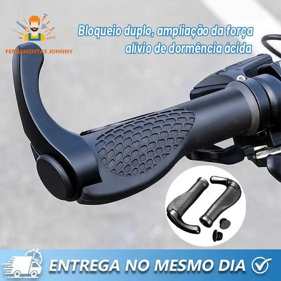 Par de Manoplas Anatômicas Para Bicicletas com Bar End nas Cores Preto