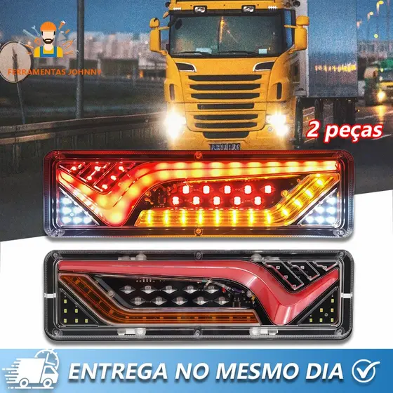 2 peças  Lanterna Traseira Led Seta Sequencial Freio Ré Caminhao Bau Carretinha 30cm 12V-24V
