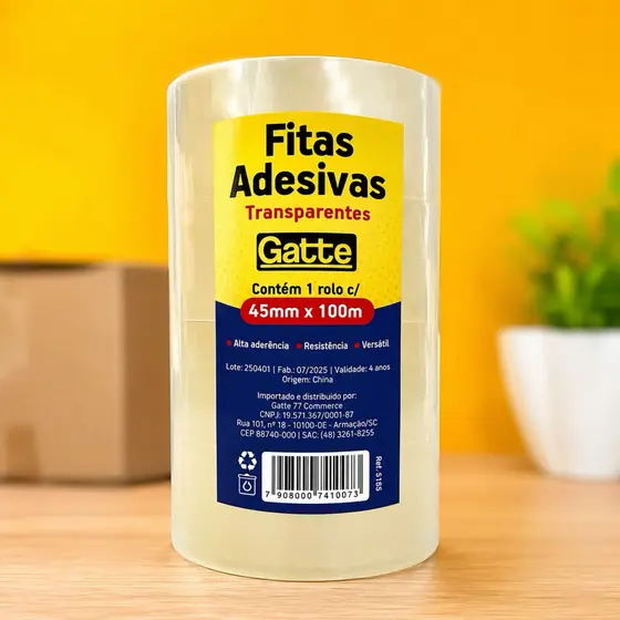Fita Adesiva Transparente 45mm x 100m Para Embalagem Alta Resistência