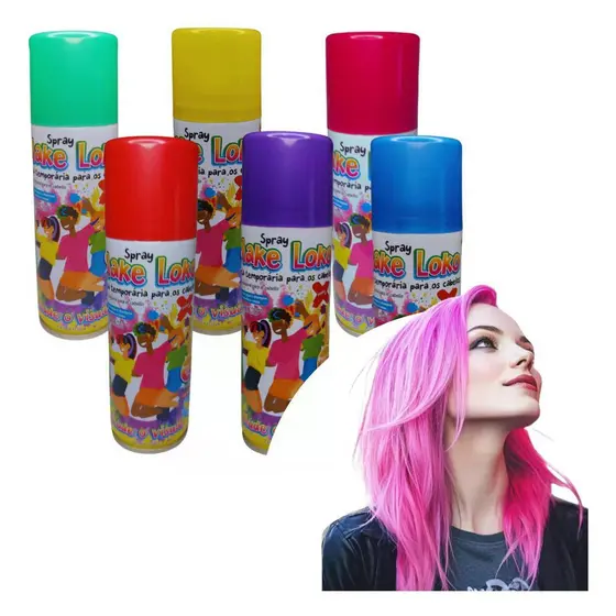 Kit Spray Colorido para Cabelo 120ml – Temporário e Lavável | Carnaval & Halloween