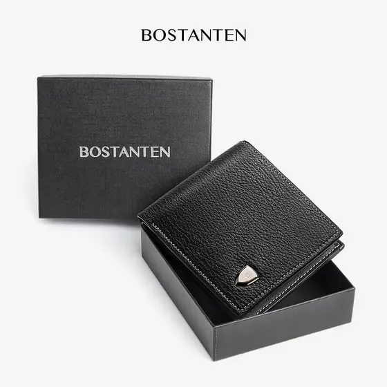BOSTANTEN Carteira Masculina Slim Com Caixa de Presente Presente para Namorado e Pai Compacta, Minimalista e Estilosa