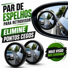 PAR ESPELHO RETROVISOR AUXILIAR CONVEXO 5CM UNIVERSAL CARRO MOTO ELIMINA PONTOS CEGOS AJUSTÁVEL 360°