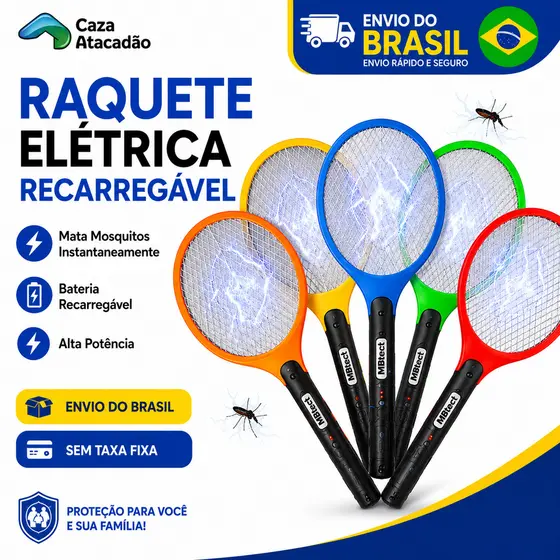 Raquete Eletrica Mata Mosquito 110V 220V