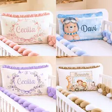 Kit Berço Personalizado Completo Protetor 3 Peças Americano Nacional Mini Berço Menina Menino