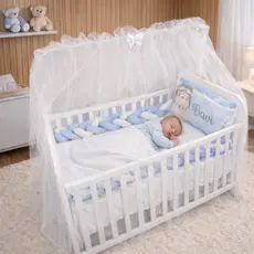Mosquiteiro Tule para Berço Americano e Mini Berço Branco Delicado com Laço Proteção Bebê
