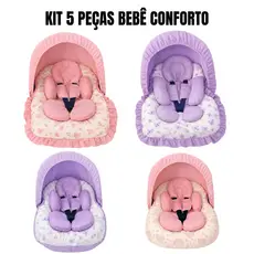 Kit Capa Bebê Conforto MENINA 5 Peças Tamanho Universal Estampado Completo