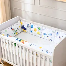 Kit Berço Menino Completo Protetor Padrão Americano e Nacional 6 Peças Modelo Foguete