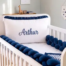 Kit Berço Personalizado Completo Protetor 3 Peças Berço Americano Mini Berço Menino Azul Marinho