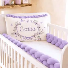 Kit Berço Personalizado Completo Protetor 3 Peças Berço Americano Mini Berço Menina Borboletas Lilás