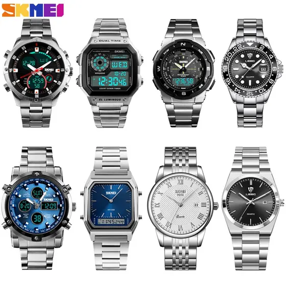 SKMEI Relógio de quartzo elegante e luxuoso com pulseira de metal Vários estilos à sua escolha