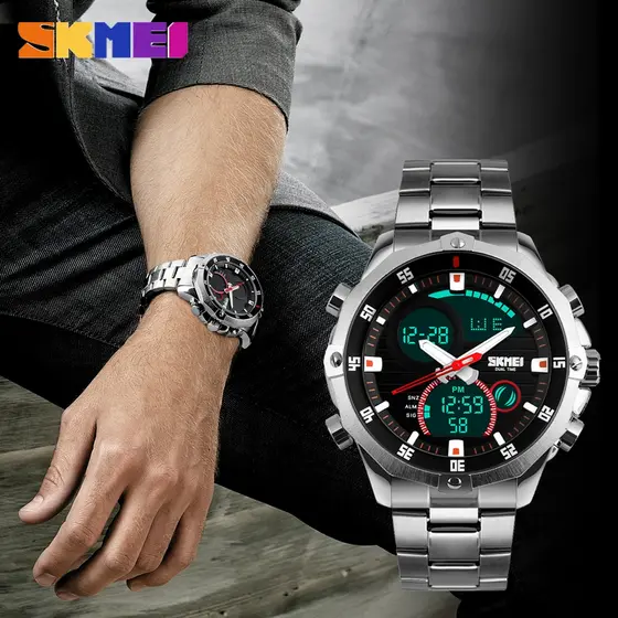 Skmei 1146 Relógio com pulseira de metal Relógio de Quartzo Relógios de negócios de luxo elegantes