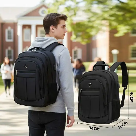 Mochila Executiva Masculina para Notebook Grande Capacidade, Impermeável, Ideal para Trabalho, Faculdade e Viagem