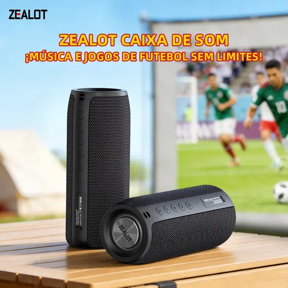 ZEALOT S51 Caixa de Som Bluetooth Portátil 16W TWS Som Potente IPX4 USB-C Para Copa do Mundo Festa Churrasco Futebol