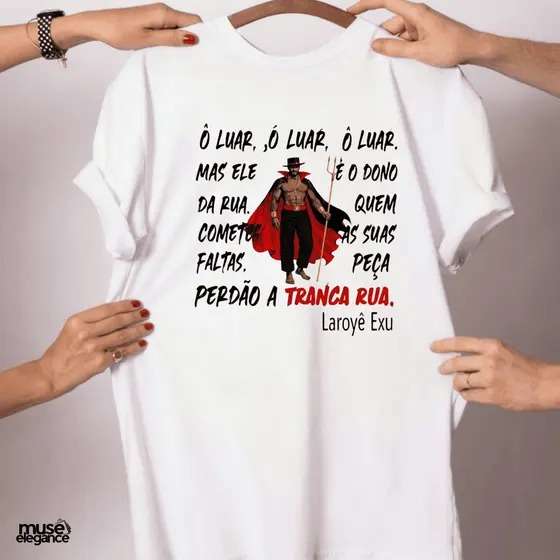 Camiseta Unissex Estampa Religiosa/Umbanda Tranca Rua qualidade premium