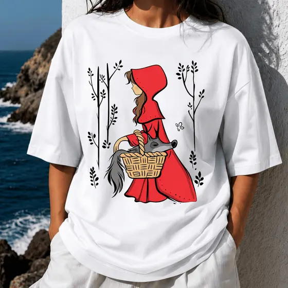 Camiseta Feminina Oversized Chapeuzinho Vermelho 100% Algodão Estilo e Conforto
