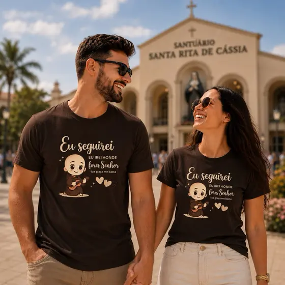 Camiseta Unissex Estampa Religiosa Frei Gilson 100% Algodão Premium