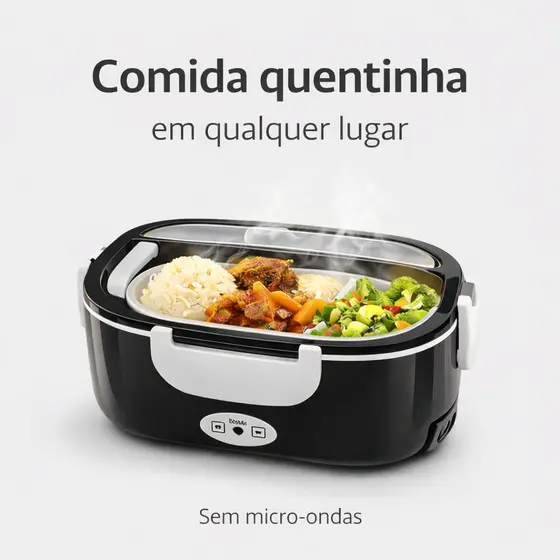 Marmita Elétrica Térmica Portátil Bivolt Carro e Casa Aquece Comida Sem Microondas
