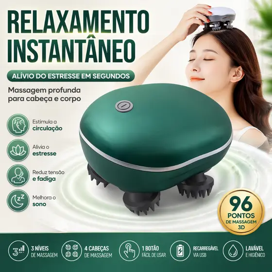Massageador Elétrico Portátil Pescoço Ombro Corpo Couro Cabeludo Alívio de Dor Muscular Recarregável USB