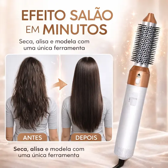 Escova Secadora 5 em 1 220V Profissional – Efeito Salão em Casa Seca, Alisa, Modela e Dá Volume