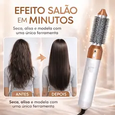 Escova Secadora 5 em 1 220V Profissional – Efeito Salão em Casa Seca, Alisa, Modela e Dá Volume