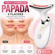 Massageador Facial para Rosto e Pescoço Efeito Lifting Eletrico Led para Papada e Flacidez