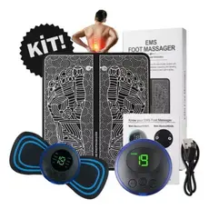 Kit Massageador EMS para Pés e Corpo Mini Massageador Elétrico Portátil Recarregável Alívio Muscular