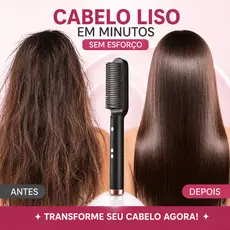 Escova Alisadora Elétrica Bivolt 5 em 1 - Alisa Hidrata Modela Alinha e Anti-Frizz