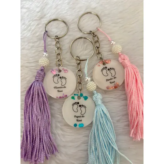 Kit 4  Chaveiros de Resina com Tassel | Lembrancinha Personalizada