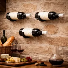 Kit 3 Suporte para Vinho de Parede em Porta Garrafa de Vinho Organizador para Adega, Cozinha, Bar