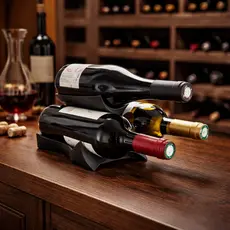 Suporte Triplo para Vinhos Porta Garrafas Horizontal 3 Unidades com Inclinação 10° Adega Bar Balcão