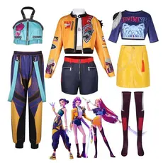 Fantasia de Caçadoras de Demônios Kpop para Mulheres Adultas, Trajes de Rumi, Mira e Zoey, Peruca para Festa de Hallowee