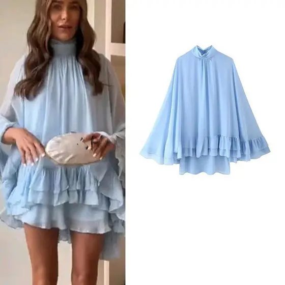 Vestido Curto Feminino de Verão 2025 com Mangas Longas 176580