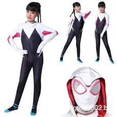 Fantasia Infantil do Homem-Aranha Gwen com Lentes de Acrílico para Festas e Aniversários Infantis 5TMH KZUT
