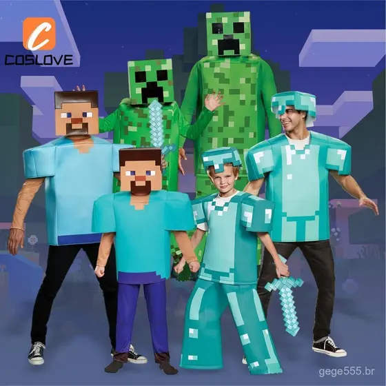 Fantasia Completa de Cosplay de Armadura de Diamante do Jogo Minecraft para Adultos, para Festa de Halloween