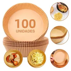 Kit 50/100/200 forma de airfryer descartavel antiaderente de papel cozinha Redondo fritadeira cozimento