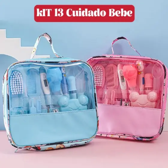 Kit 13 Peças de Cuidados com o Bebê Recém-Nascido – Saúde e Higiene,Rosa e Azul