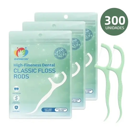 Kit Fio Dental 100/200/300 Unidades em Saco, Ultra Fino Portátil, Higiene Bucal Diária